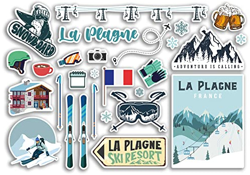 A5 Aufkleberbogen La Plagne Vinyl Aufkleber - Frankreich Französisch Ski Resort Berge Snowboard Urlaub Flagge Reise Schnee Sport Gepäck Scrapbooking #79047