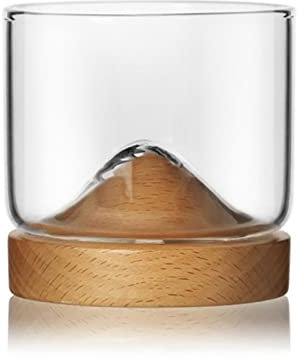 SARGE Verre à Fond en Bois en Forme de Montagne Petit Verre à vin en Verre de Whisky Irlandais pour Les Amateurs de Whisky écossais