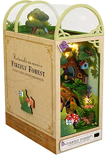 3D Holz Buchständer Puzzle DIY Puppenhaus Holz Buchstützen Buch Nook Modell Bauset mit LED Licht für Teenager und Erwachsene zum Bauen Kreativität Geschenk für Geburtstage Weihnachten Halloween