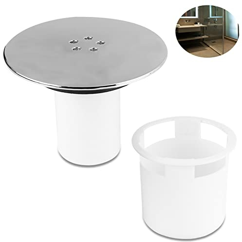 Vaileal Shower Waste Trap Cover - 115mm Drain Cover, Plughole Round Hair Trap, Cap Tube, Plug Hole Cubicle Replacement (HL51-yinsedilou)