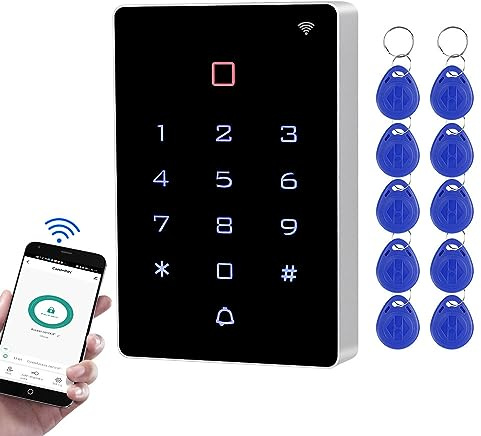 FTes RFKits Tuya Control de acceso remoto, IP68 impermeable, teclado táctil con retroiluminación, 2000 usuarios, compatible con WG26/34+10 llaveros de 125 KHz