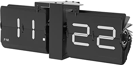Gdrasuya10 Flipping Out Wall and Tabletop Flip Clock, Retro Automatic Page Turning Clock, y Operated Desk Clock for Home Office School Hotel, 14 x 3.3 x 5.3in