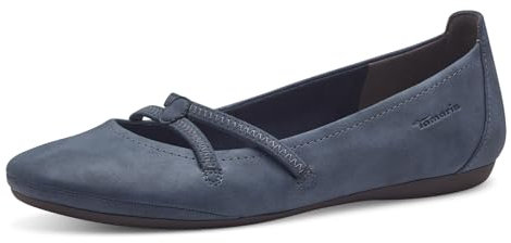 Tamaris Damen Klassische Ballerinas, Frauen Ballerinas,Antelope,Folk,nut,Taupe,weiblich,Lady,Ladies,Women's,Woman,Ballett-Schuhe,Navy,41 EU
