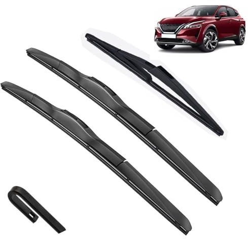 Set di spazzole tergicristallo anteriori e posteriori compatibili con Nissan Qashqai J12 2021-2024 spazzole for parabrezza, parabrezza, 26+17+12