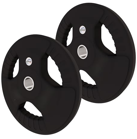 DONATIF Juego de discos de gimnasio de 2,5 a 25 kg, discos para pesas de hierro fundido, orificio de 28 mm, revestimiento de goma, discos de mancuernas y pesas de gimnasio, empuñadura Tip-Grip, Home