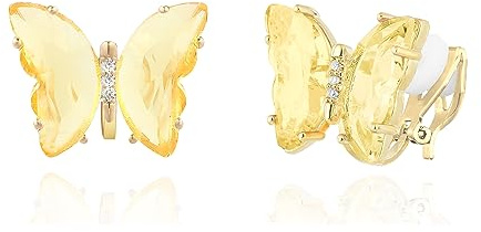 QUKE Schmetterling Form Kristall Ohrclips Ohrstecker Ohrringe Gold Nicht Durchbohrt Ohrstecker für Frauen Mädchen