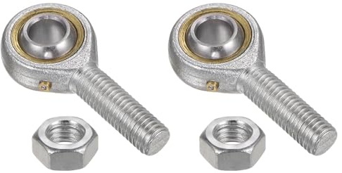 QUARKZMAN 2pcs POS12 12mm Cojinete de Extremo de Varilla con Rosca Macho M12x1.75, Extremo de Varilla Autolubricante con Tuerca de Bloqueo