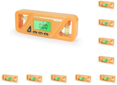 Set di 10 goniometri digitali professionali a batteria, tinta unita, per lavorazione dei metalli, inclinometro, righello, retroilluminazione, giallo