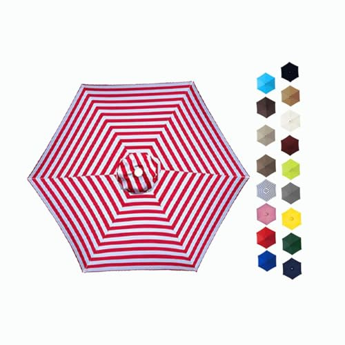 BEEGMA 6 Ribs/8 Ribs Replacement Parasol Canopy Cover 2.0/2.30/2.50/2.70/3.0m Umbrella Canopy Replacement Market Patio Umbrella Top Canopy UV30+ (Color : Red bar, Size : 2.50m/8.2FT-6Ribs)