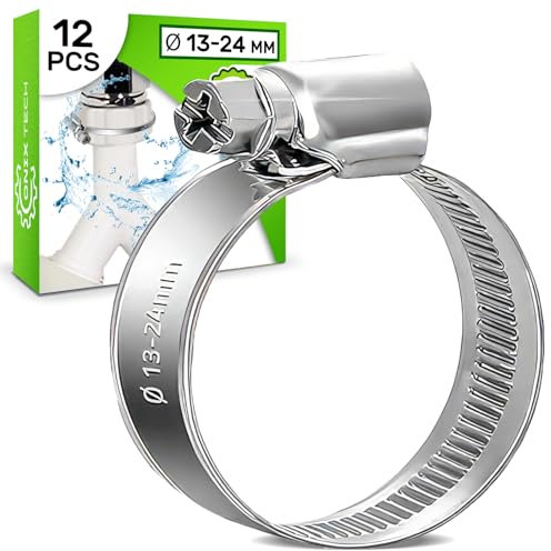 Jeu de 12 Pièces Collier De Serrage Metallique Ø 13-24 mm a une Finition Galvanisée avec un Revêtement de ≥ 5 Microns - ONIX TECH