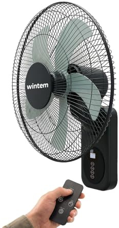 Wintem - Ventilatore a Muro Professionale 60W - Sistema a 8 Velocità Ultra-Precise - Timer 9h e Controllo Remoto - Diametro 40cm - Inclinazione 30° e Oscillazione 120°