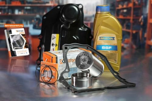 KITRONIC Druckspeicher Reparatursatz DQ200 für DSG, 7-Gang-Mechatronik Trockenkupplungsgetriebe 0AM kompatibel mit VW | Mit Dichtung, Ölwanne & 1L Ravenol Mechatronik Öl | YMZ111