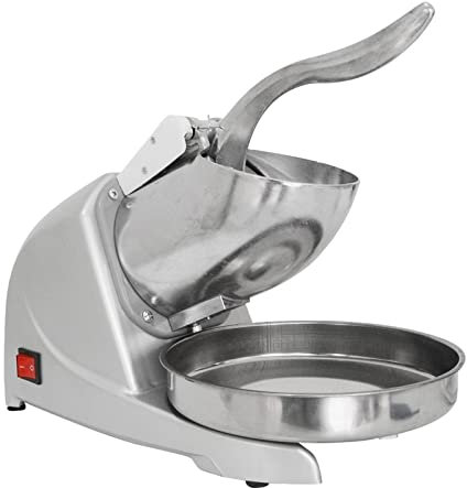 Tritaghiaccio Elettrico Multifunzionale Tritaghiaccio Automatico Cono Neve Macchina for Ghiaccio Tritato Doppia Lama(Silver)