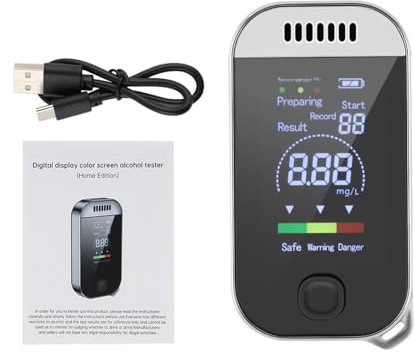 ETUCYNG Etilometro per Alcol, Etilometro Professionale - Tester per l'etilometro con Display Digitale,Rilevatore di Alcol Portatile Non Touch, Strumento per Test 'alito alcolico per Feste al Bar del