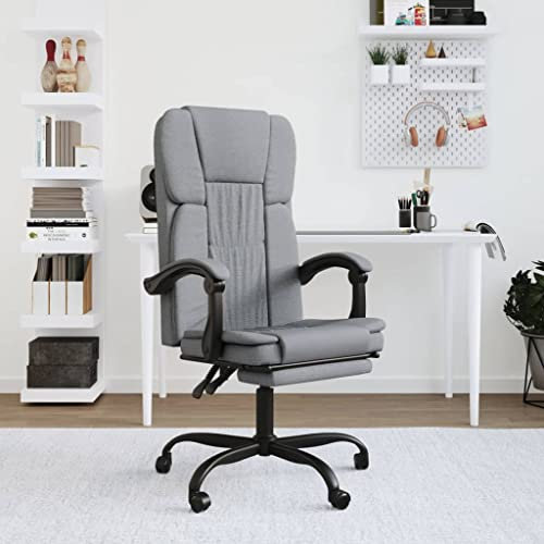 Willood Bürostuhl mit Liegefunktion Chefsessel Drehstuhl Sportsitz Bürosessel Schreibtischstuhl Gamingstuhl Racing Stuhl mit Liegefunktion Hellgrau Stoff