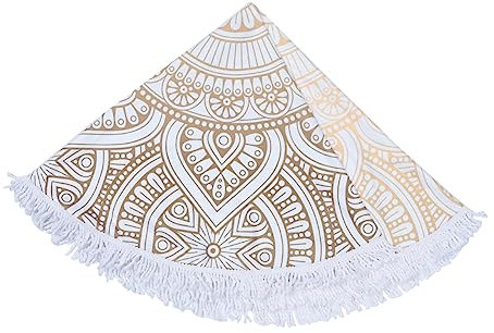 Beatifufu Rundes Strandtuch Aus Mikrofaser Mit -Motiv Picknickdecke Für Reisen Schnell Trocknendes Boho-beachtuch Mit Fransen Strandtuchmuster Für Outdoor-aktivitäten