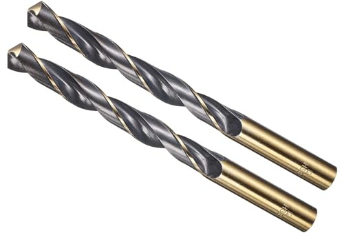 METALLIXITY 2PCS Foret Hélicoïdal, 12mm Mèche à Creuser Acier Rapide 4341, Tige Droite 118° Finition Noir et Or pour Cuivre Aluminium Bois Plastique Métal, Forets à Métaux de Dureté Moyenne