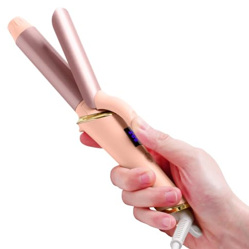 Mini Curling Tongs, 25mm Travel Curling Tong, Small Curling Tongs for Short Hair, Hair Curler with 5 Adjustable Temperature from 120-200℃, Curling Tong for All Styler, Double Voltage