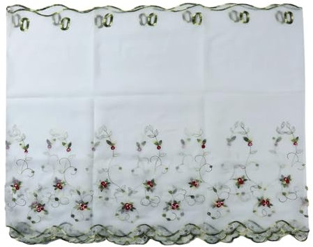 XLyrriun Gestickte Florale Kurze Vorhänge for die Küche, Volant, Querbehang, Voile-Vorhänge for Wohnzimmer, Schlafzimmer, Tür, Fenster, Jalousien für Küche, Wohnzimmer(Style 1)