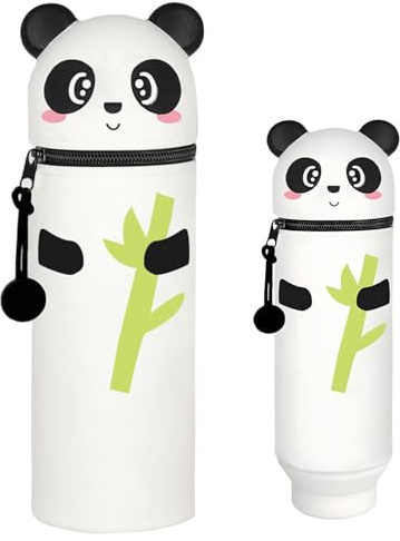 YongSral Federmäppchen, Mäppchen, 2-in-1 Weichem Silikon Federtasche, Weiche Silikontasche, Stand Up Federmäppchen, Stifte Mäppchen, Stifthalter Bleistifttasche Mädchen Junge (Panda)