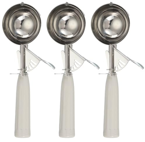 sourcing map 3 Pcs Cookie Scoops, Ice Cream Scoop with Trigger for Baking Cookie Dough Rice Pudding Kitchen Gadget, Beige