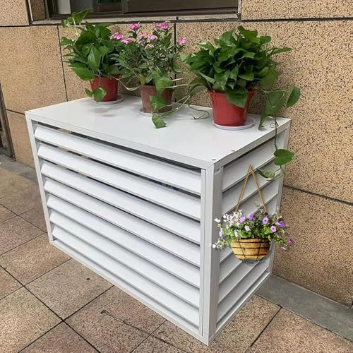 Pucaru Cubierta de Aire Acondicionado Exterior Aluminio para Aire Acondicionado Y Bomba de Calor, Cubierta para Unidad Exterior de Aire Acondicionado Minisplit(White,100 * 50 * 70cm)