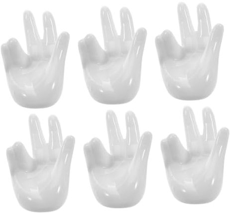 SMASOLO 6 Piezas Soporte de Huevos de Cerámica Forma de Mano de Hueveras Decorativas para Huevos Cocidos y Exhibición de Pascua Accesorio de Cocina y Funcional