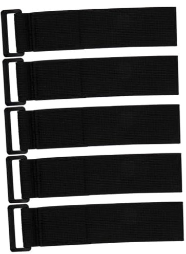 SHINEOFI 5pcs Heavy Duty Black Cable Ties Hook and Loop Straps Nylon Fastening Straps for Organizing Cables