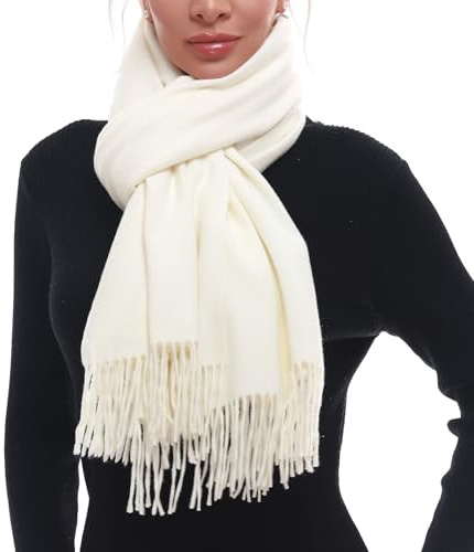 SWAT PANY Cream Women Scarf Ladies Winter Warm Pashmina Shawl Wraps for Wedding Gifts