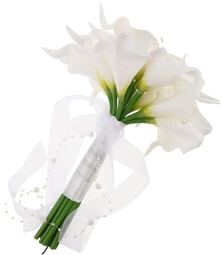 Zerodeko Bouquet Sposa Calla Artificiale Bianca Realistica da Mano per Cerimonie Indoor e Outdoor Fiore Decorativo per Damigelle Ricordo Matrimonio Duraturo