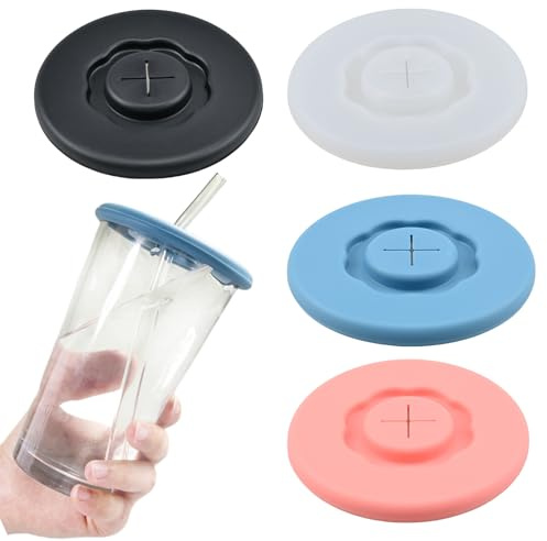 4 PCS Silicone Lids for Cups, Reusable Drink Protection Covers, Anti-dust Seal Airtight Cup Covers for Drinks, Universal Cup Lids for Mug Tea Cup Coffee Cup Wine Glass (4 Colors)