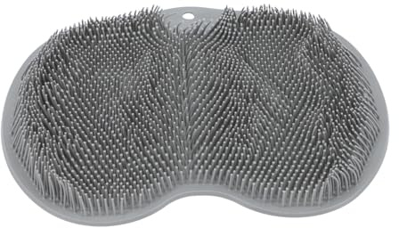 DECORNIJIA Tapis de Antidérapant avec Coussin de Massage Pied Tpe Gris Nettoyeur et Masseurs pour Dos Accessoire de Bain Multifonctionnel