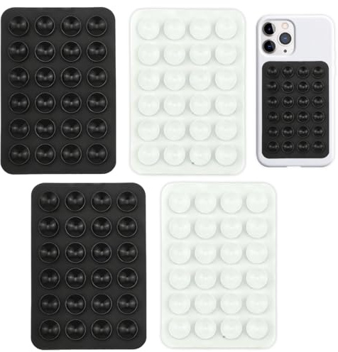 GNALIA Coque Ventouse Lot De 4 Pièces Noir Blanc Support Téléphone Portable Universel Pour Selfies Vidéos Recharge