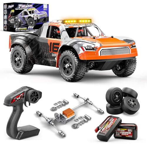 Macchina telecomandata professionale 1:16, RC car 4WD fuoristrada/drift fino a 36 km/h, macchina radiocomandata 4x4 con 2×7,4V 1300mAh batterie, 2 set pneumatici, trasmissione in metallo, adulti e 8+