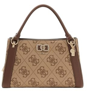 GUESS Handtasche Umhängetasche Karnilla Logo Girlfriend Satchel Latte Logo/Brown hellbraun
