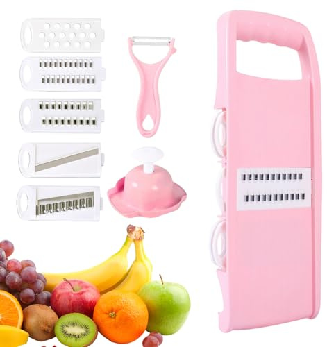Tritatutto manuale multifunzione – Affettatrice e grattugia per verdure 8 in 1 con protezione per le mani, tagliare patate, cipolle, formaggio, cucina
