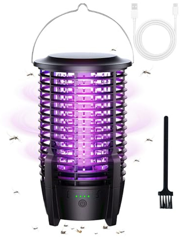 Lampe Anti Moustique Électrique USB 2000V, Tueur de Mouches et Moustiques pour Intérieur, Piège Anti Mouche et Insectes avec Boîte de Collecte Amovible et LED Multi-Ondes