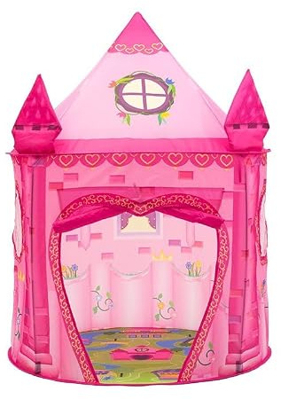 ROIWUIE Prinzessinnen-Spielzelt für Kinder, Pop-up-Spielzelt für Mädchen mit Sternenlichtern, faltbares rosa Spielzelt für drinnen und draußen – EIN tolles Geschenk für kleine Mädchen