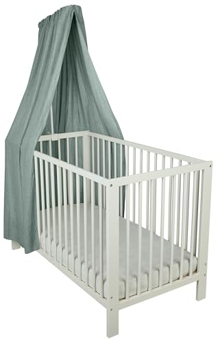 Sterntaler Betthimmel, luftiger Gaze-Stoff, leichter Baby-Betthimmel für Kinderbett, dekorativ und atmungsaktiv, 160×300×0,5 cm, steingrün