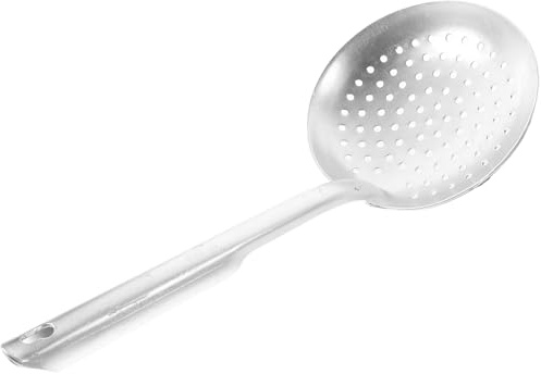 OFFIGAM Colapasta in Alluminio Fori Perforati e Manico Confortevole, Cucchiaio Scolapasta per Uso Domestico e Ristorante, Colore Argento