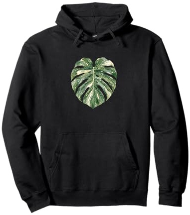 Monstera Thai Constellation – Botanical Watercolor Leaf Art Pullover Hoodie
