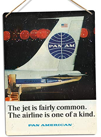 Pan-Am Vintage Travel Advert – Jet Plane Tail | Twine - Metal Wall Sign Plaque