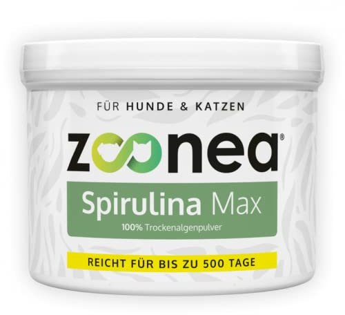 Zoonea® Spirulina Max (250g) - Für Hunde & Katzen - Mikro Algen Pulver ohne künstliche Zusatzstoffe - Kann bei Haut, Haar, Immunsystem und Augen die Normale Funktion unterstützen