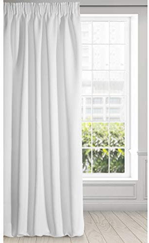 Eurofirany Logan, Matter Verdunkelungsvorhang, Satin, mit plissiertem Band, 1 Stück, elegant, glatt, schlicht, für Wohn- und Schlafzimmer, weiß 135 x 270 cm