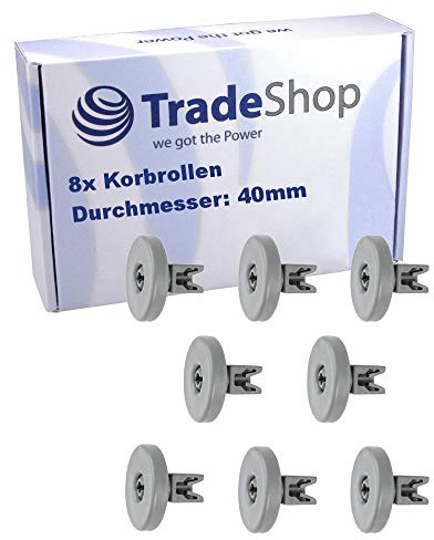 8x Korbrolle 40mmØ für AEG F55011IB F55011ID F55011IM F55011IW F55011VI F55051VI0 F55060VI0 F55062VI0 F55080VI F55080VI-M F55090IA Geschirrspüler
