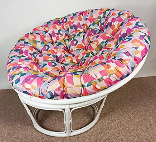 Rattan Papasansessel 110 cm cm Fb. weiß lackiert Polster Stoff California Dream IGGY Rose