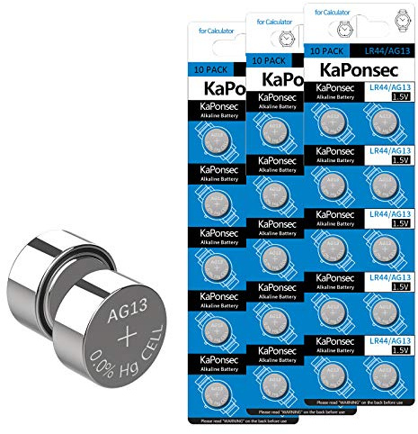 KaPonsec 30Packs AG13 LR44 A76 SR44 303 357 1.5V Button Coin Cell Battery