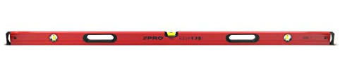 PRO800 Wasserwaage 180 cm mit Ergonomischen Profil - ERS+ (Easy Reading System) Präzise Wasserwaage mit Anti Shock Absorber Endkappen - Farbe Rot