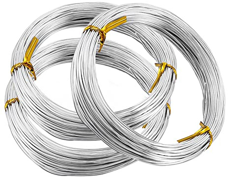 Dtaeye Silberfarbener ​Aluminiumdraht 3 Stücke Aluminiumdraht 2mm Basteldraht 2mm Aludrahtrollen Strickschlauch mit Draht Schmuckdraht Aluminiumdraht zum Basteln Silber Aluminium Basteldraht