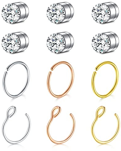 Crdifu Fake Nasenring Faux Septum Nose Nase Ring Magnetisch Stecker Kein Piercing Nasenpiercing Magnet